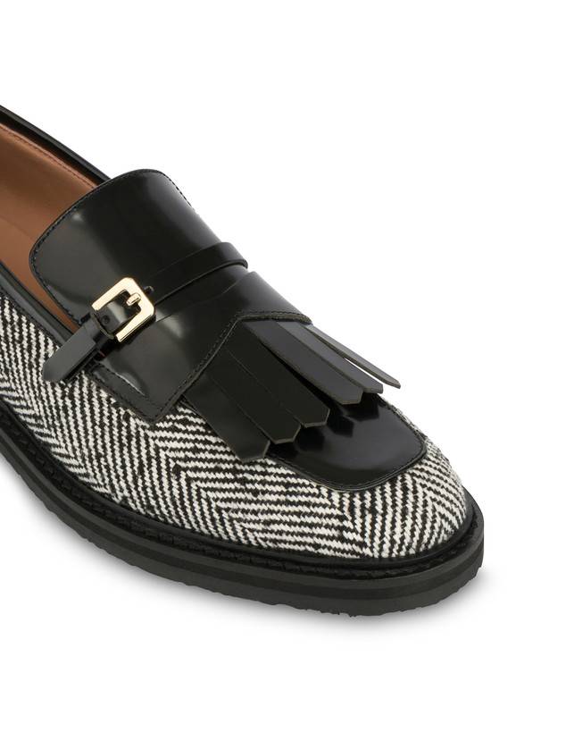 Pollini Mocassini In Tessuto Spigato Camber Sand Bianco-nero/nero Hotsell