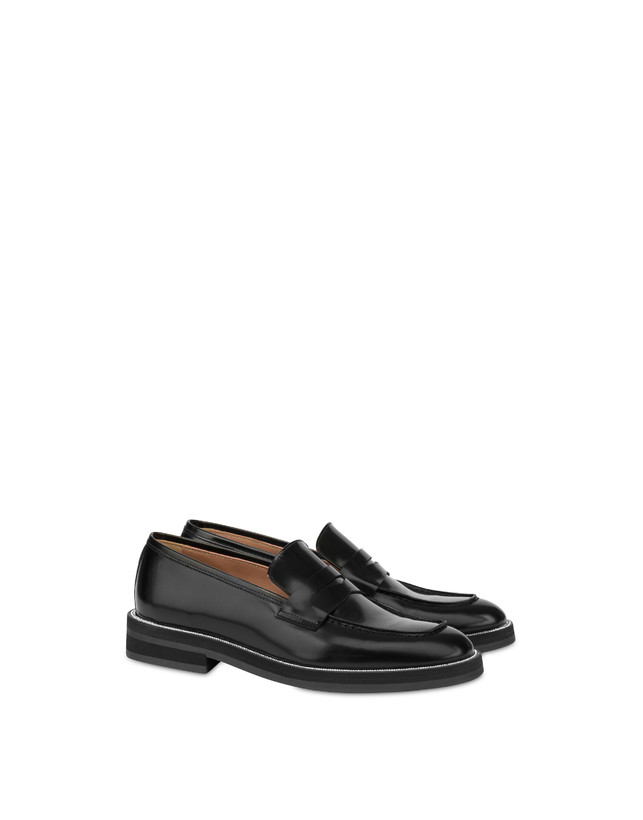 Pollini Mocassini In Vitello Abrasivato Mannish Bling Bling Nero/strass Vendita Economica