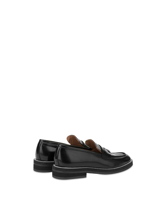 Pollini Mocassini In Vitello Abrasivato Mannish Bling Bling Nero/strass Vendita Economica