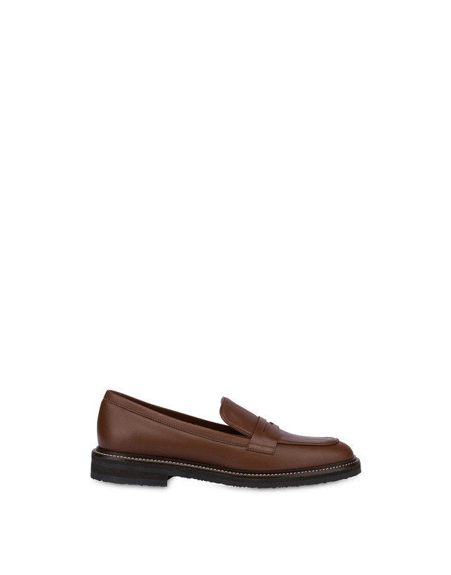 Pollini Mocassini In Vitello Artisan Touch Legno/legno