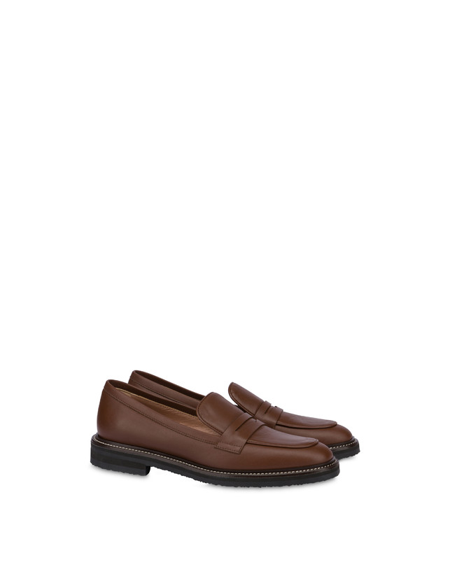 Pollini Mocassini In Vitello Artisan Touch Legno/legno Saldi Di Fabbrica