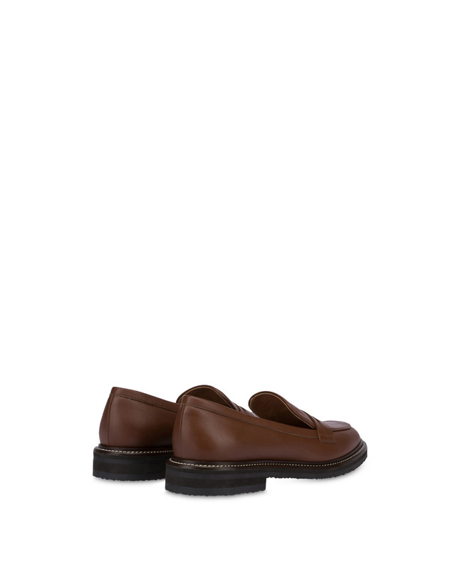 Pollini Mocassini In Vitello Artisan Touch Legno/legno Saldi Di Fabbrica