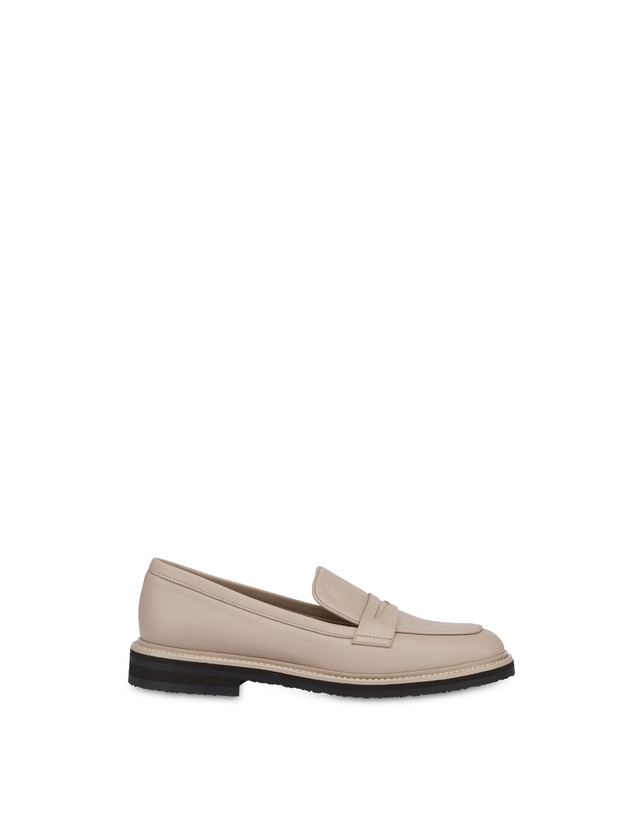 Pollini Mocassini In Vitello Artisan Touch Sabbia/sabbia
