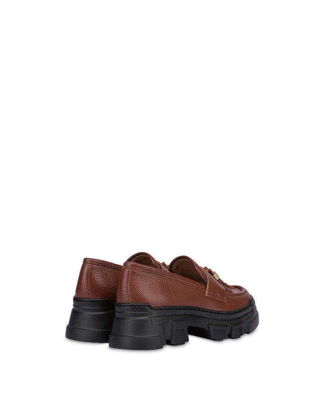 Pollini Mocassini In Vitello Stampa Alce Lady Brave Legno Negozio