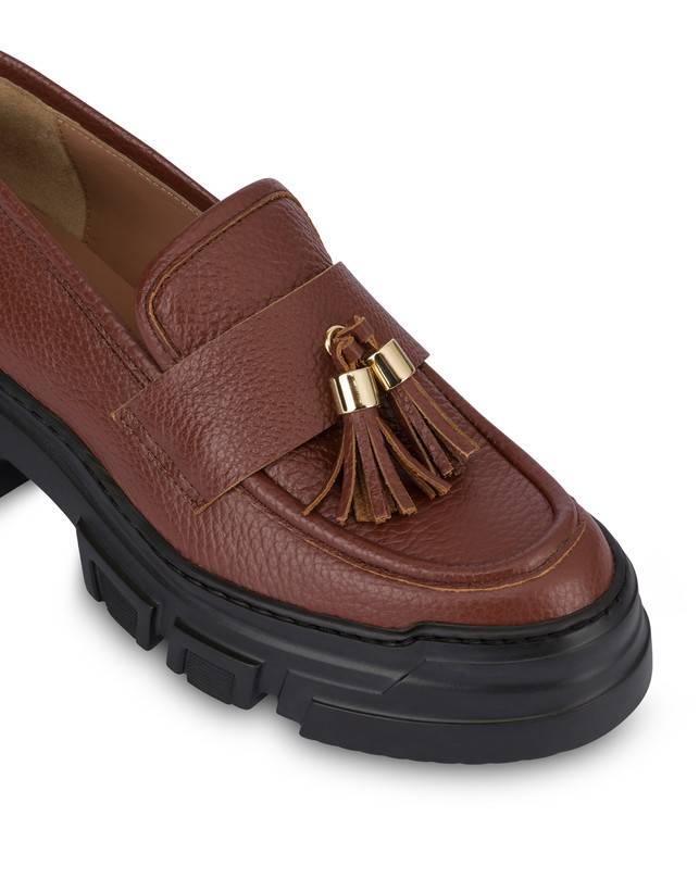 Pollini Mocassini In Vitello Stampa Alce Lady Brave Legno Negozio