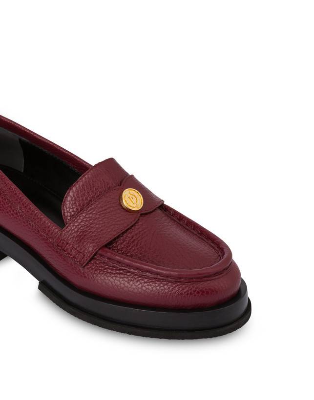 Pollini Mocassini Penny In Vitello Stampa Alce Code Bordeaux Italy