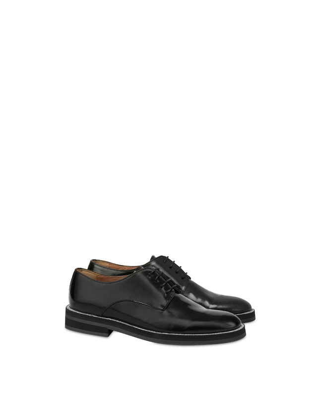 Pollini Derby In Vitello Abrasivato Mannish Bling Bling Nero/strass Nuovo