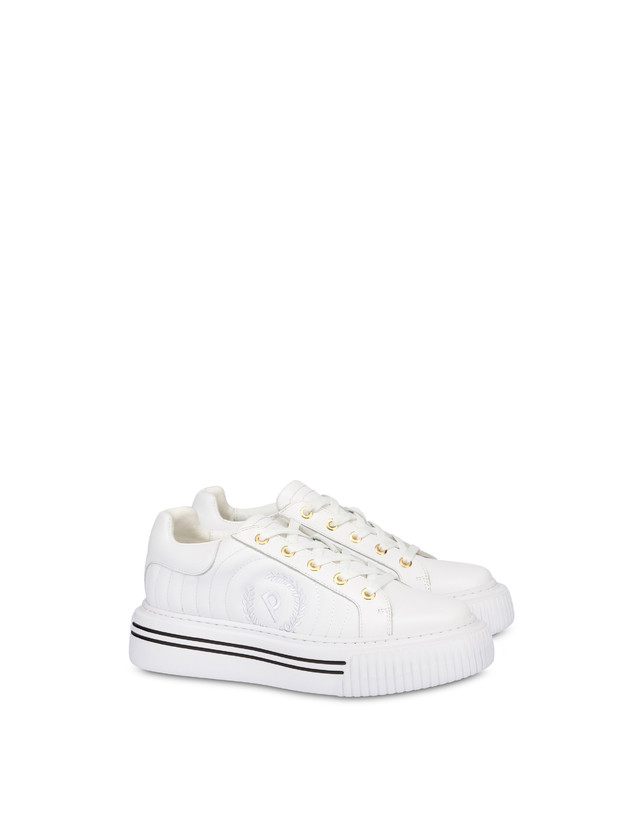 Pollini Sneakers In Vitello Doona Bianco Promozione