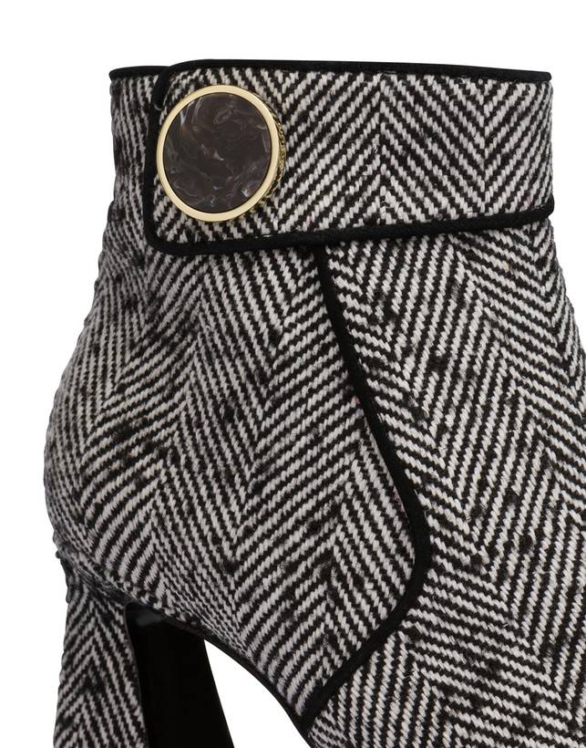 Pollini Stivaletti In Tessuto Spigato Dama Bianco-nero/nero Qualità Garantita
