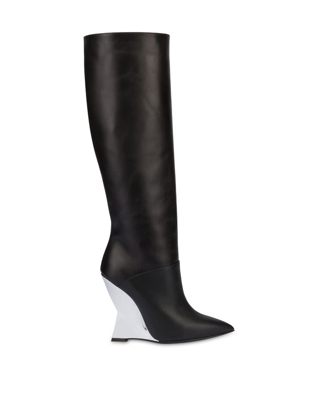 Pollini Stivali In Vitello Extravagance Nero/argento Consegna Veloce