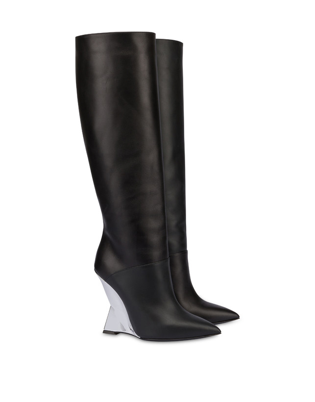 Pollini Stivali In Vitello Extravagance Nero/argento Consegna Veloce
