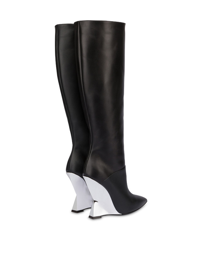 Pollini Stivali In Vitello Extravagance Nero/argento Consegna Veloce