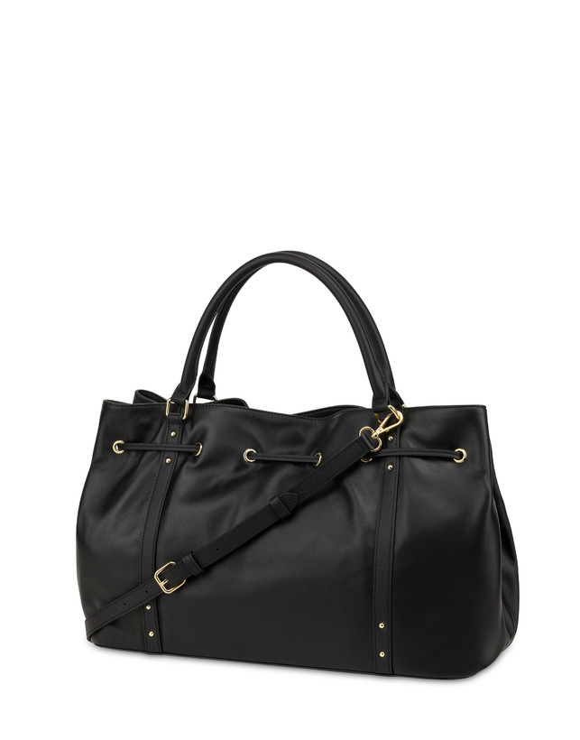 Pollini Borsa Doppio Manico In Nappa Serena Nero/nero In Vendita