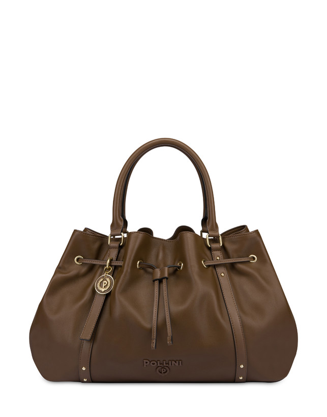 Pollini Borsa Doppio Manico In Nappa Serena Marrone/marrone Saldi