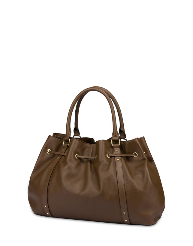 Pollini Borsa Doppio Manico In Nappa Serena Marrone/marrone Saldi