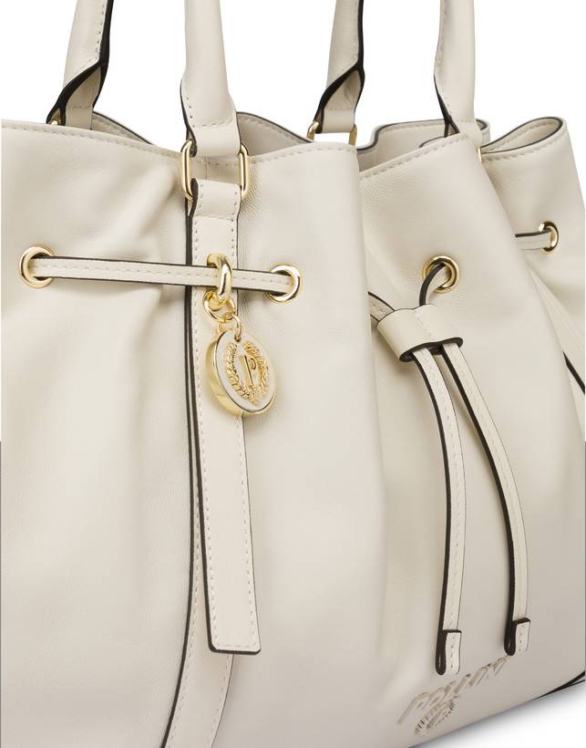 Pollini Borsa Doppio Manico In Nappa Serena Avorio/avorio Offerte