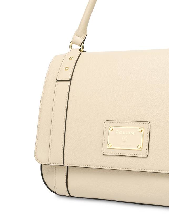 Pollini Borsa Top Handle In Vitello Serena Avorio Qualità