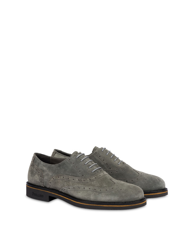 Pollini Derby In Crosta Con Broguering Corinto Grafite Prezzo Ridotto