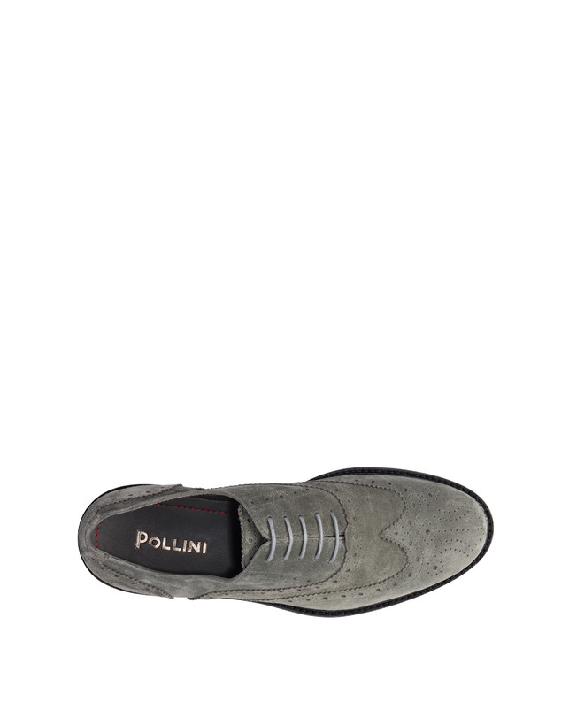Pollini Derby In Crosta Con Broguering Corinto Grafite Prezzo Ridotto