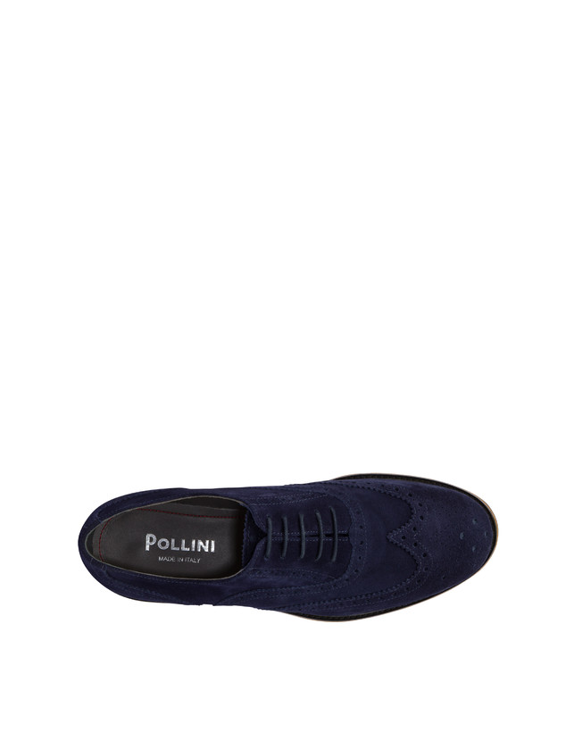 Pollini Derby In Crosta Con Broguering Corinto Blu Sottocosto