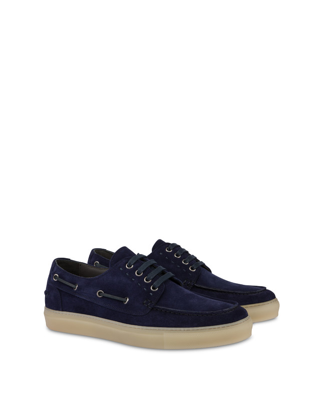 Pollini Scarpa Da Barca In Crosta Holiday Blu Vendita Calda