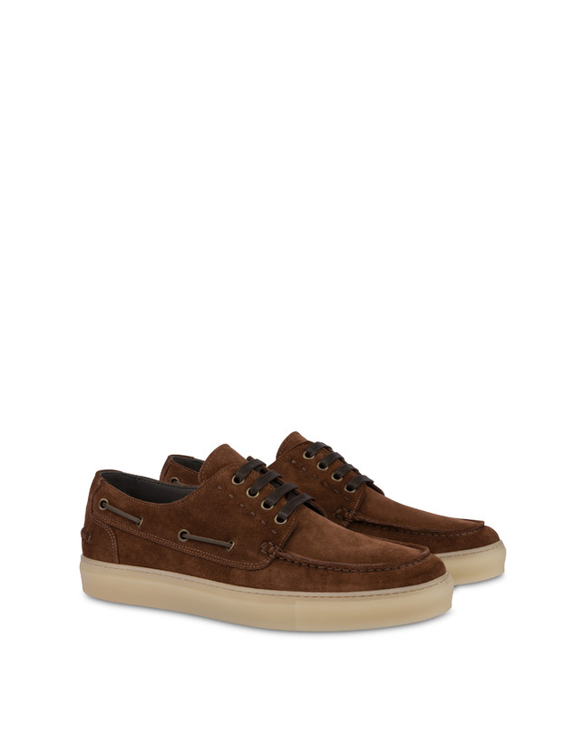 Pollini Scarpa Da Barca In Crosta Holiday Marrone Vendita Economica