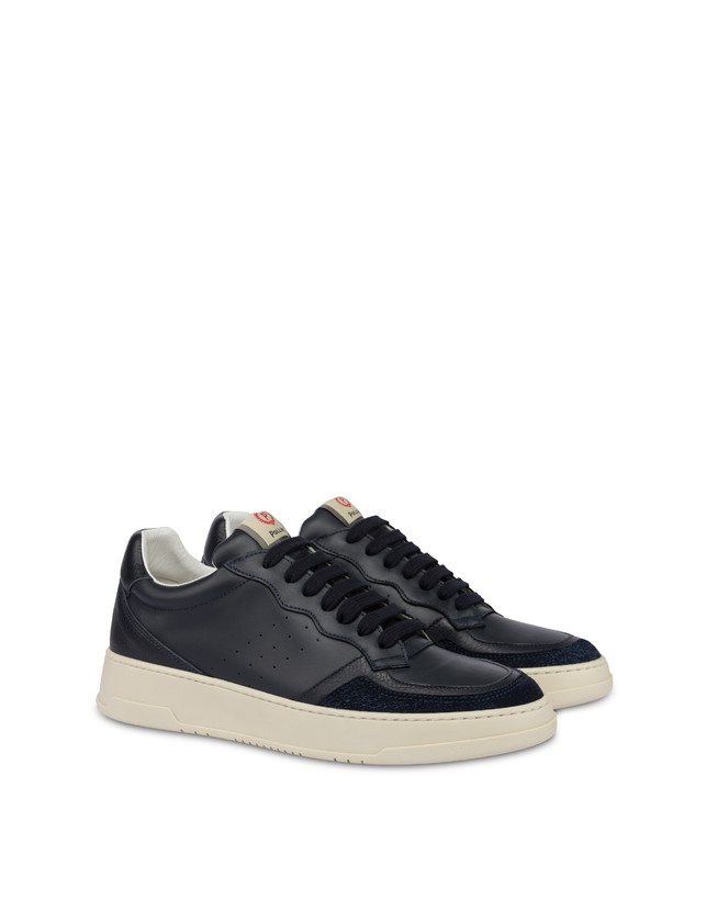 Pollini Sneakers In Vitello E Crosta Bourton Blu/blu/blu Saldi Di Fabbrica
