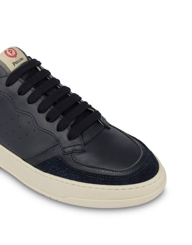 Pollini Sneakers In Vitello E Crosta Bourton Blu/blu/blu Saldi Di Fabbrica
