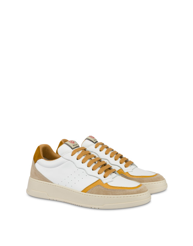 Pollini Sneakers In Vitello E Crosta Bourton Bianco/beige/senape/senape I Più Venduti