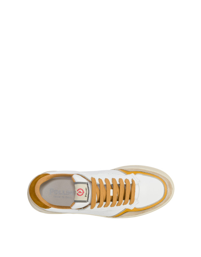 Pollini Sneakers In Vitello E Crosta Bourton Bianco/beige/senape/senape I Più Venduti