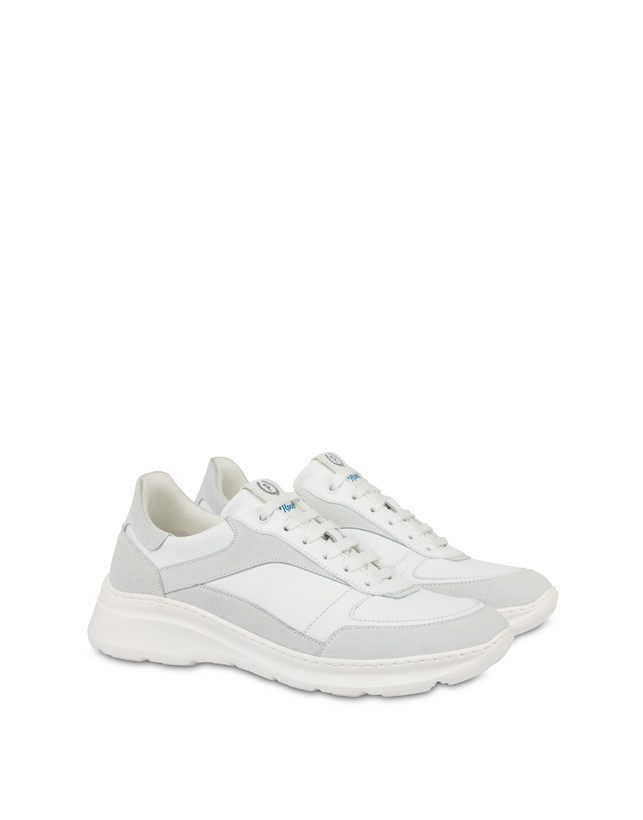 Pollini Sneakers In Nylon E Pelle Sfera Bianco/bianco/bianco/bianco/bianco/bianco 2025