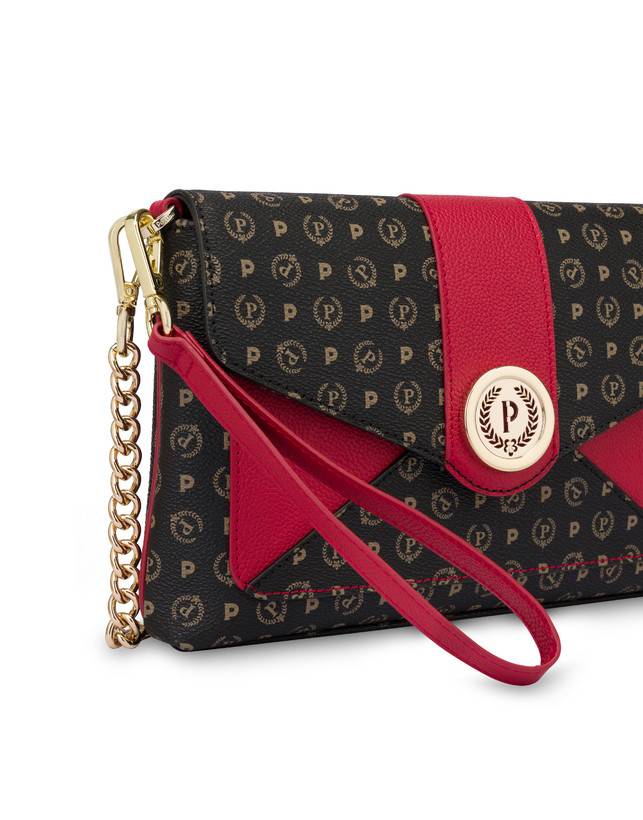 Pollini Borsa A Spalla Heritage Logo Classic Nero/lacca In Linea