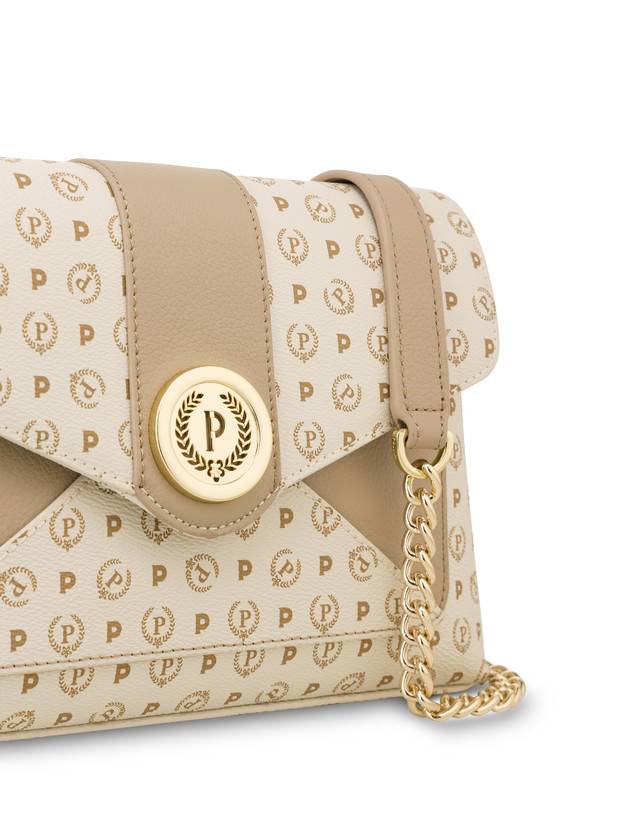 Pollini Borsa A Spalla Heritage Logo Classic Avorio/ghiaccio Nuovo