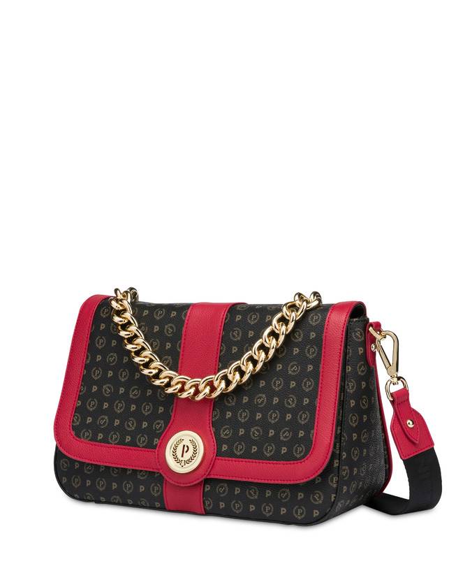 Pollini Borsa A Spalla Heritage Logo Classic Nero/lacca Promozione