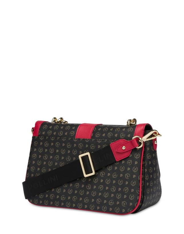 Pollini Borsa A Spalla Heritage Logo Classic Nero/lacca Promozione