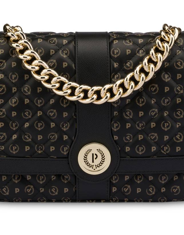 Pollini Borsa A Spalla Heritage Matelassé Nero/nero Spedizione Gratuita