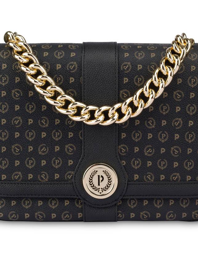 Pollini Borsa A Spalla Heritage Logo Classic Nero/nero Pezzi Unici