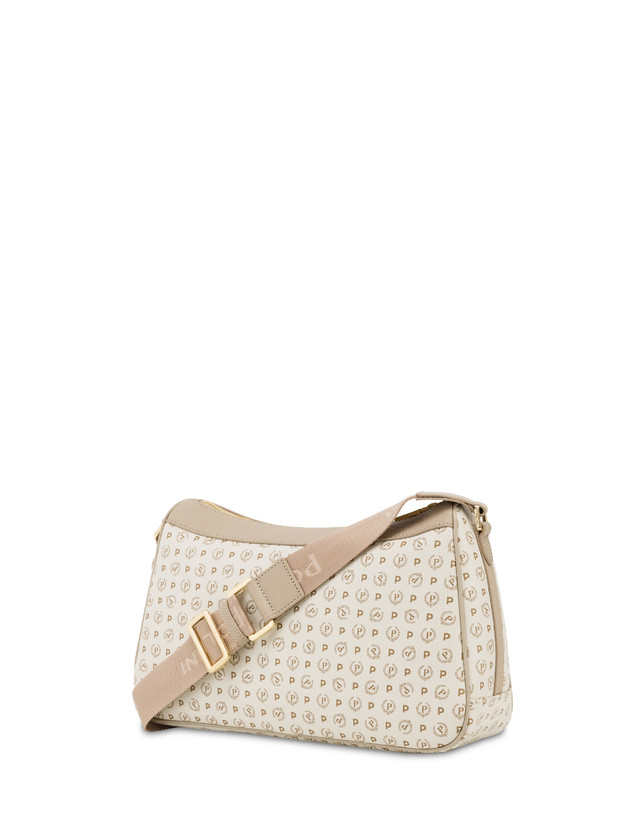 Pollini Borsa A Tracolla In Pvc Heritage Logo Classic Avorio/ghiaccio Soddisfazione Garantita