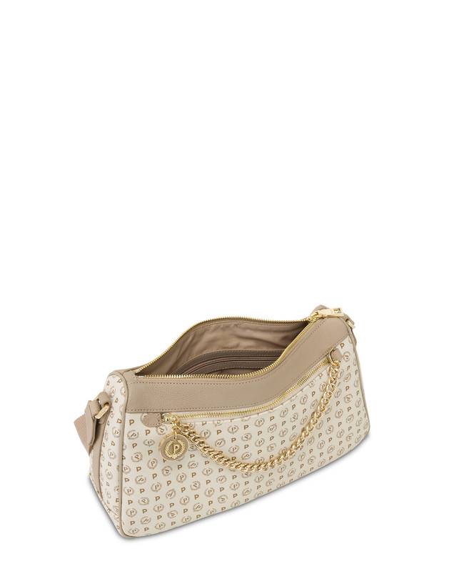 Pollini Borsa A Tracolla In Pvc Heritage Logo Classic Avorio/ghiaccio Soddisfazione Garantita