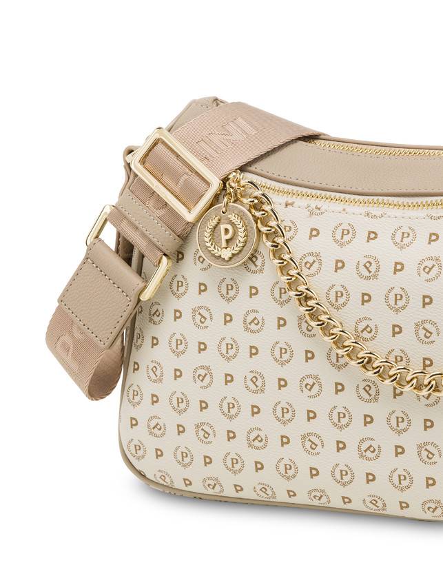 Pollini Borsa A Tracolla In Pvc Heritage Logo Classic Avorio/ghiaccio Soddisfazione Garantita