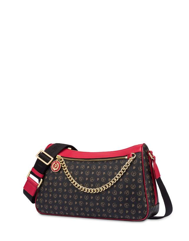 Pollini Borsa A Tracolla In Pvc Heritage Logo Classic Nero/lacca Qualità Garantita