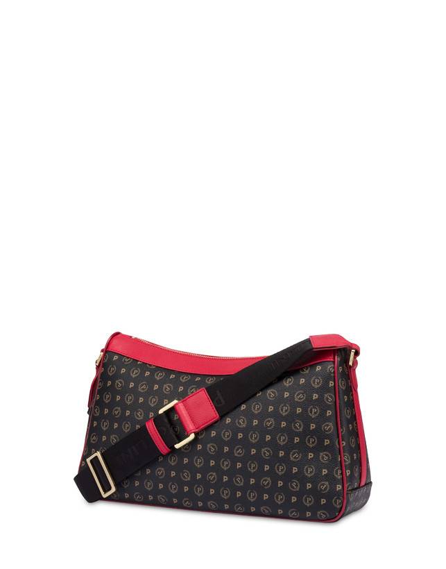 Pollini Borsa A Tracolla In Pvc Heritage Logo Classic Nero/lacca Qualità Garantita