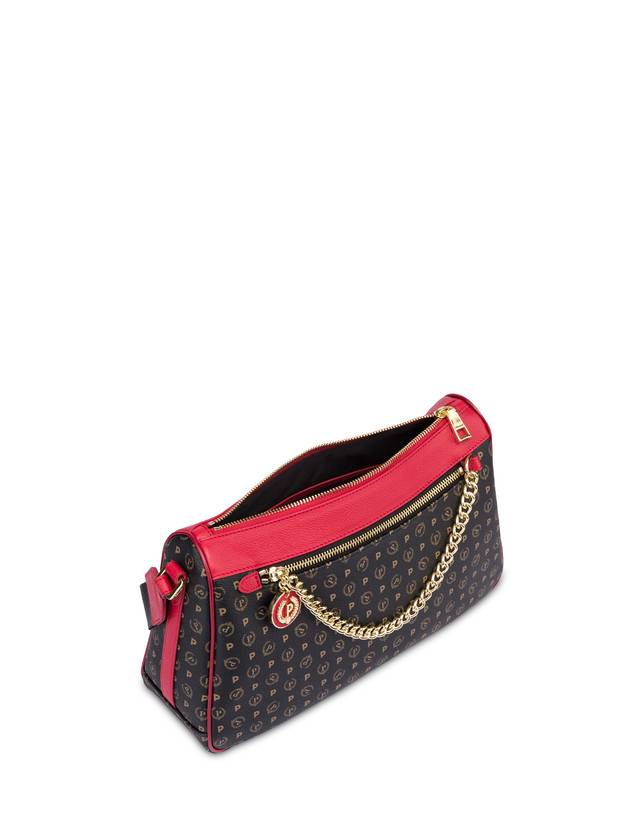 Pollini Borsa A Tracolla In Pvc Heritage Logo Classic Nero/lacca Qualità Garantita