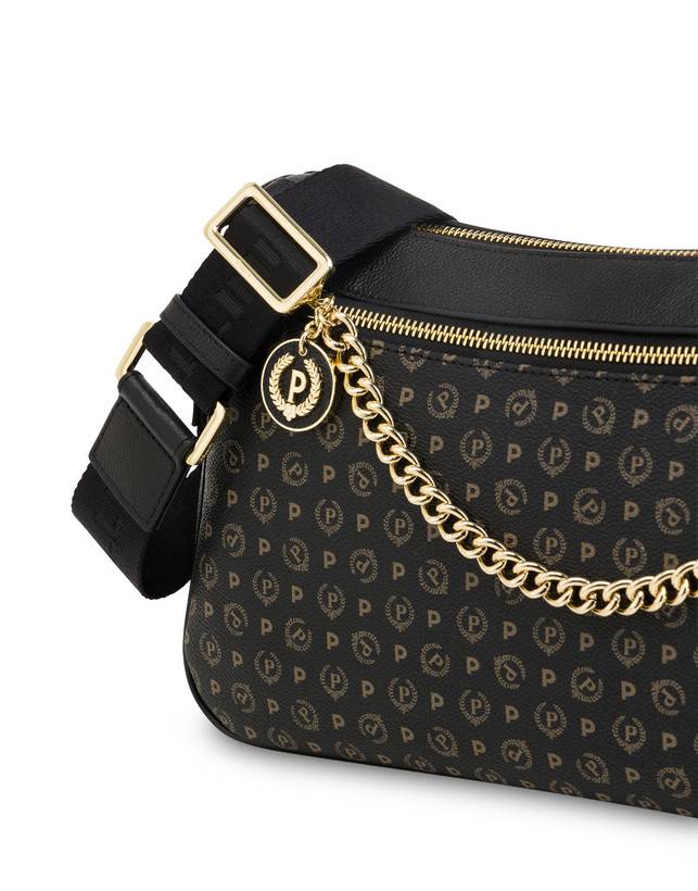 Pollini Borsa A Tracolla In Pvc Heritage Logo Classic Nero/nero Negozi Online