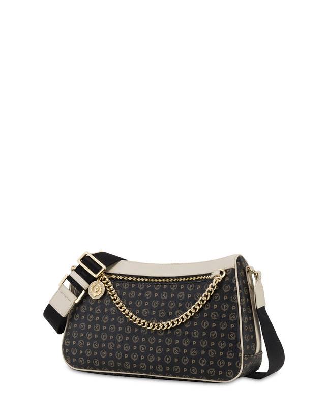 Pollini Borsa A Tracolla In Pvc Heritage Logo Classic Nero/avorio Acquista Ora