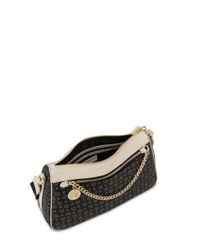 Pollini Borsa A Tracolla In Pvc Heritage Logo Classic Nero/avorio Acquista Ora