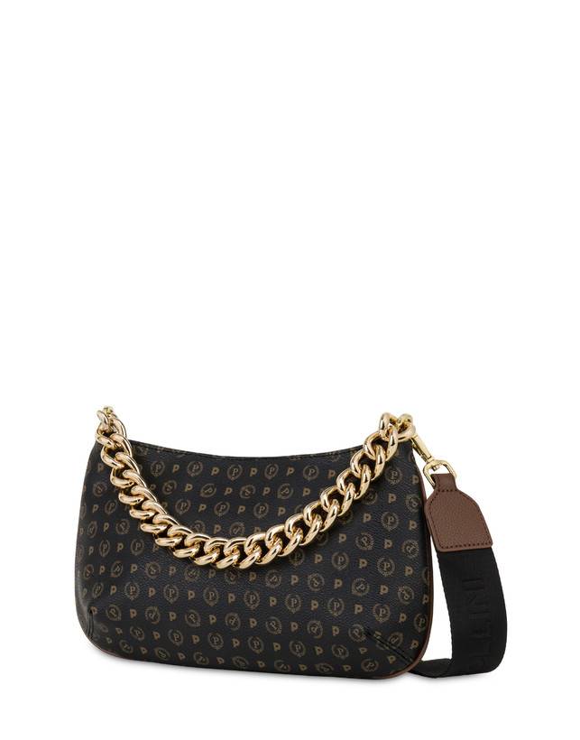 Pollini Borsa A Tracolla Heritage Logo Classic Nero/marrone Promozione Limitata