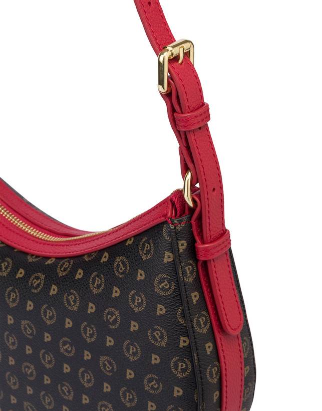 Pollini Hobo Bag In Pvc Heritage Logo Classic Nero/lacca Novità