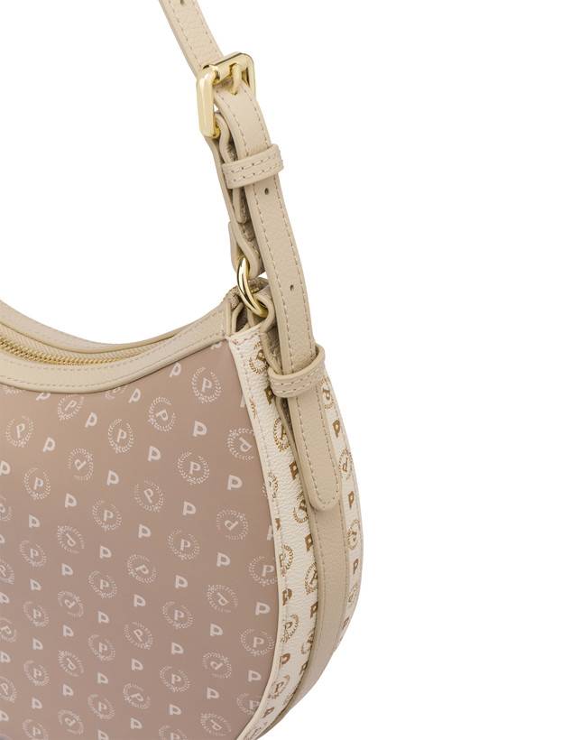 Pollini Hobo Bag In Pvc Heritage Soft Touch Avorio/beige/ghiaccio Presa