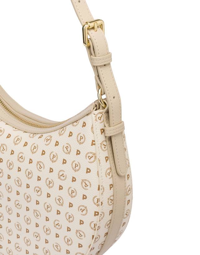 Pollini Hobo Bag In Pvc Heritage Logo Classic Avorio/ghiaccio Black Friday